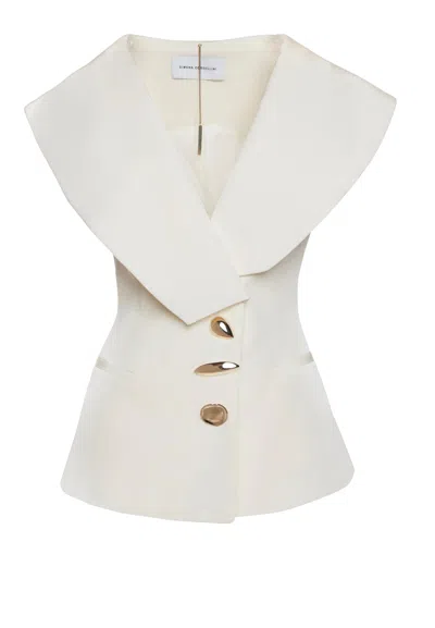Simona Corsellini Vest  With Gold Buttons In White
