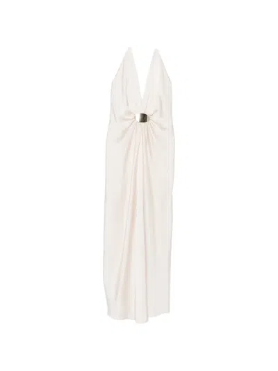 Simona Corsellini V-neck Maxi Dress In Neutral