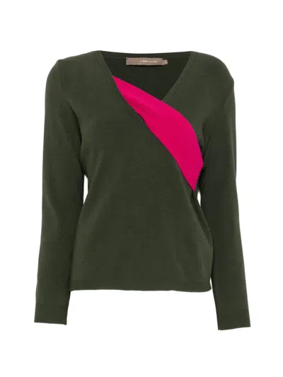 Simona Corsellini V-neck Panelled Jumper In Green