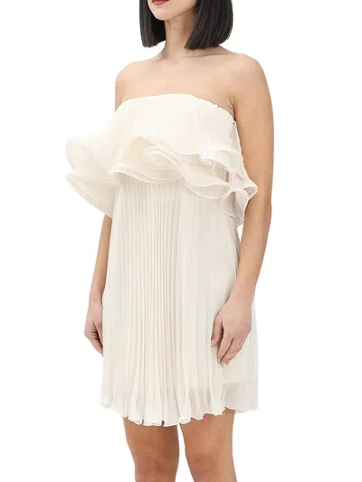 Simona Corsellini White Polyester Pleated Mini Dress