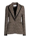 Simona Corsellini Woman Blazer Beige Size 12 Polyester, Viscose, Elastane, Polyamide