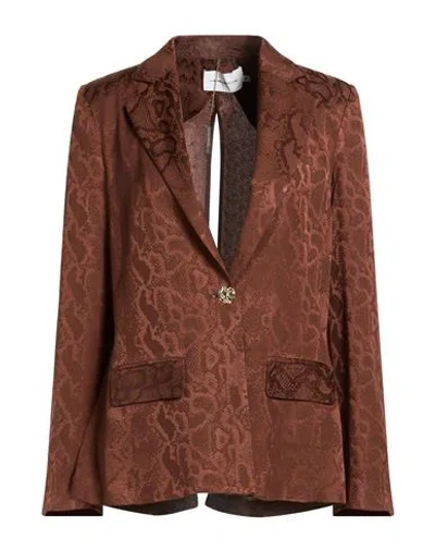 Simona Corsellini Woman Blazer Brown Size 10 Viscose