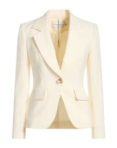 Simona Corsellini Woman Blazer Cream Size 2 Polyester, Elastane In White