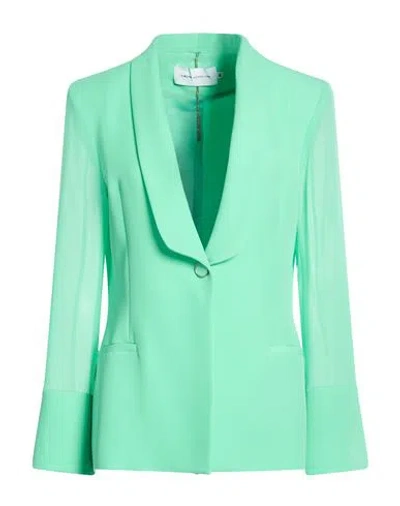 Simona Corsellini Woman Blazer Green Size 6 Polyester, Elastane