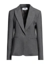 Simona Corsellini Woman Blazer Grey Size 8 Polyester, Viscose, Cotton, Elastane In Grey