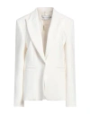 Simona Corsellini Woman Blazer Ivory Size 10 Polyester, Viscose, Cotton, Elastane
