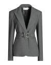 Simona Corsellini Woman Blazer Lead Size 8 Polyester, Viscose, Cotton, Elastane In Grey