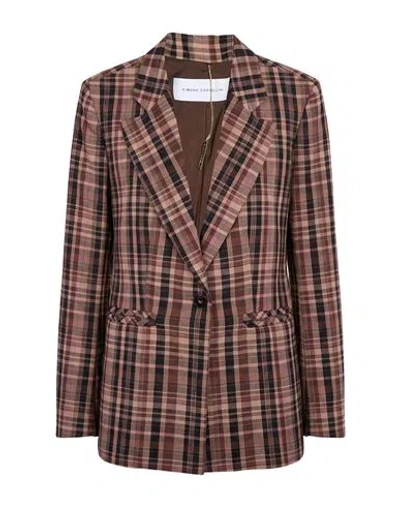Simona Corsellini Woman Blazer Light Brown Size 4 Polyester, Viscose, Elastane In Multi