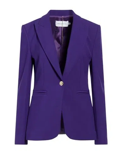 Simona Corsellini Woman Blazer Purple Size 6 Polyester, Viscose, Cotton, Elastane