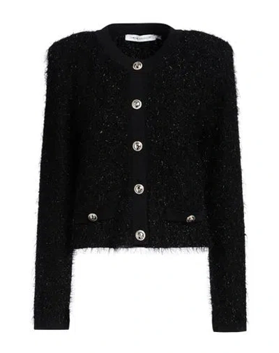 Simona Corsellini Woman Cardigan Black Size 6 Polyamide, Wool, Acrylic