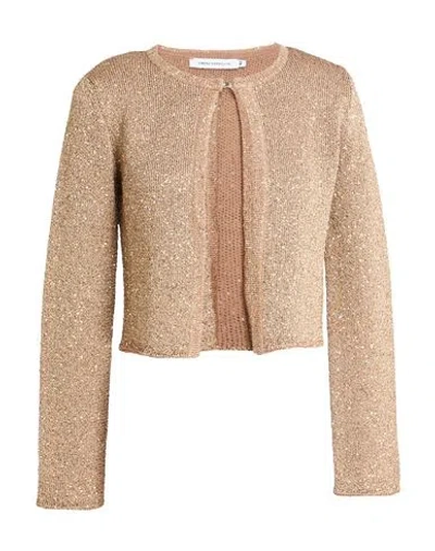 Simona Corsellini Woman Cardigan Camel Size 10 Viscose, Polyamide, Polyester In Brown