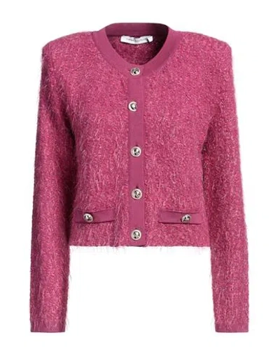 Simona Corsellini Woman Cardigan Fuchsia Size 8 Polyamide, Wool, Acrylic In Pink