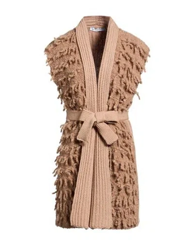 Simona Corsellini Woman Cardigan Sand Size Xs Acrylic, Wool, Mohair Wool, Polyamide In Brown