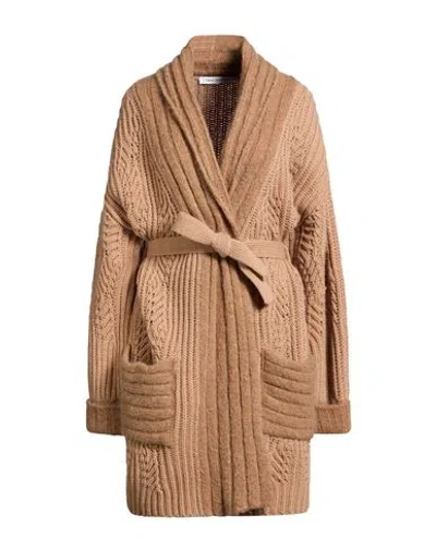 Simona Corsellini Woman Cardigan Sand Size Xs Wool, Acrylic, Mohair Wool, Polyamide, Elastane In Brown