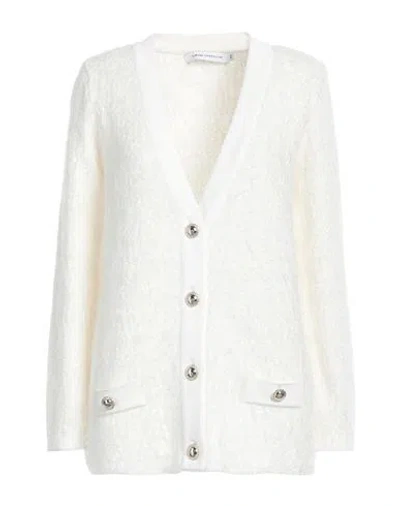 Simona Corsellini Woman Cardigan White Size 6 Polyamide, Wool, Acrylic