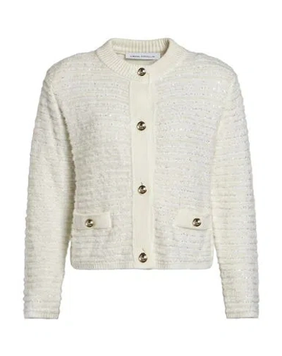 Simona Corsellini Woman Cardigan White Size 8 Acrylic, Polyamide, Polyester, Viscose