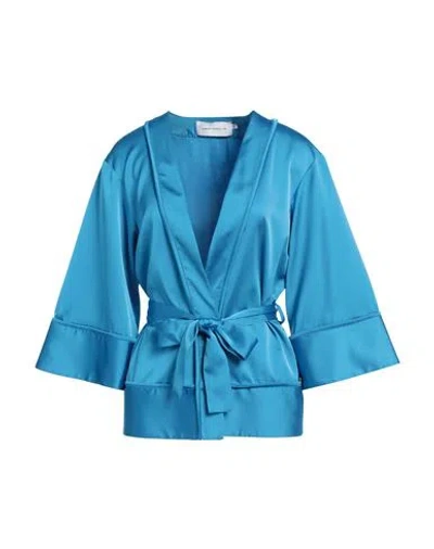 Simona Corsellini Woman Jacket Azure Size 4 Polyester In Blue