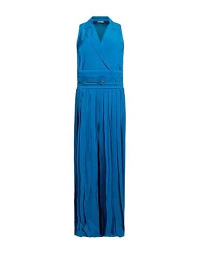 Simona Corsellini Woman Jumpsuit Azure Size 8 Acetate, Silk In Blue