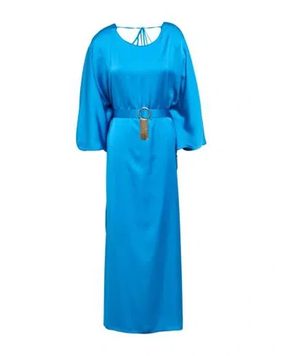 Simona Corsellini Woman Maxi Dress Azure Size 8 Polyester