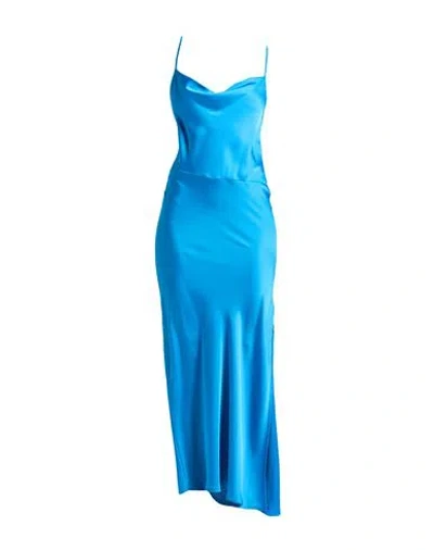 Simona Corsellini Woman Maxi Dress Azure Size 8 Polyester In Blue
