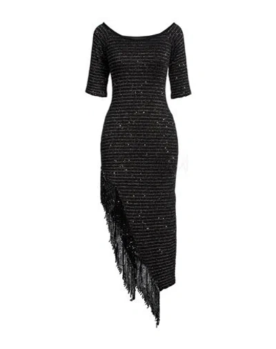 Simona Corsellini Woman Maxi Dress Black Size 4 Viscose, Polyester, Polybutylene, Metallic Fiber, Ny