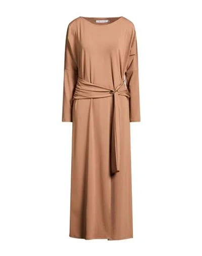 Simona Corsellini Woman Maxi Dress Camel Size 10 Polyester, Elastane In Burgundy