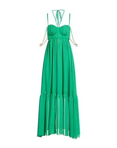 Simona Corsellini Woman Maxi Dress Green Size 12 Polyester