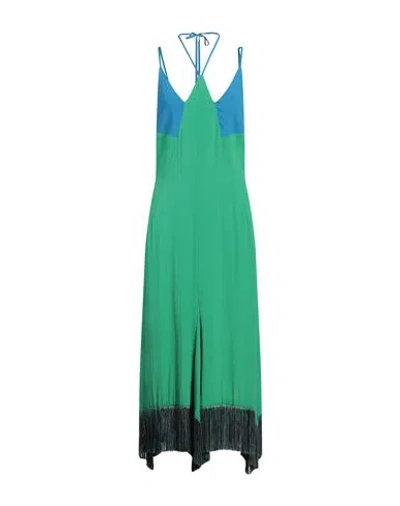 Simona Corsellini Woman Maxi Dress Green Size 6 Acetate, Silk