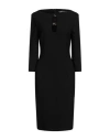 Simona Corsellini Woman Midi Dress Black Size 10 Polyester, Viscose, Cotton, Elastane