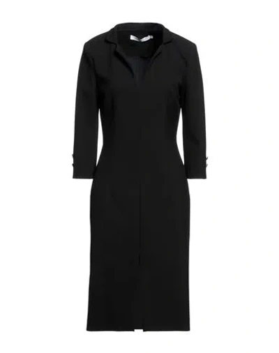 Simona Corsellini Woman Midi Dress Black Size 12 Polyester, Viscose, Cotton, Elastane
