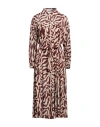 Simona Corsellini Woman Midi Dress Brown Size 6 Polyester In Brown