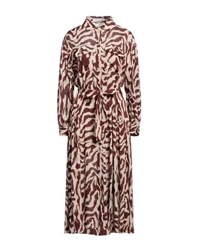 Simona Corsellini Woman Midi Dress Brown Size 6 Polyester