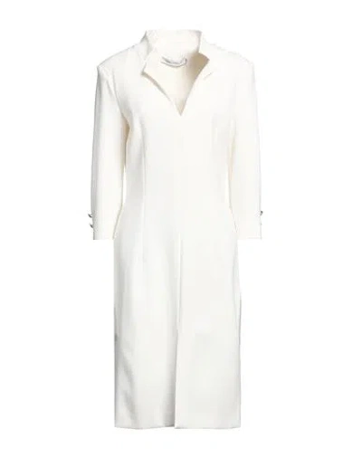 Simona Corsellini Woman Midi Dress Cream Size 10 Polyester, Viscose, Cotton, Elastane In White