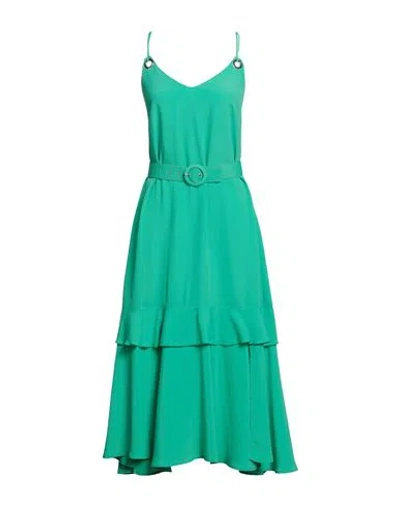 Simona Corsellini Woman Midi Dress Green Size 4 Acetate, Silk