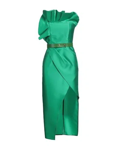 Simona Corsellini Woman Midi Dress Green Size 4 Polyester, Polyamide, Elastane In Green