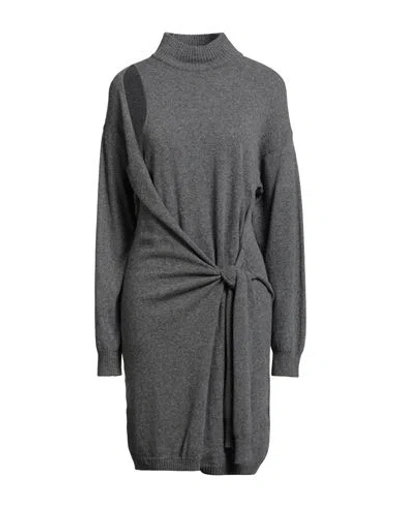 Simona Corsellini Woman Midi Dress Grey Size 8 Polyamide, Wool, Viscose, Cashmere In Gray