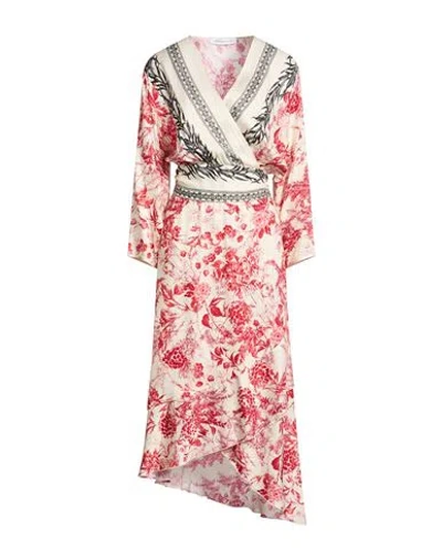 Simona Corsellini Woman Midi Dress Ivory Size 10 Viscose In Multi