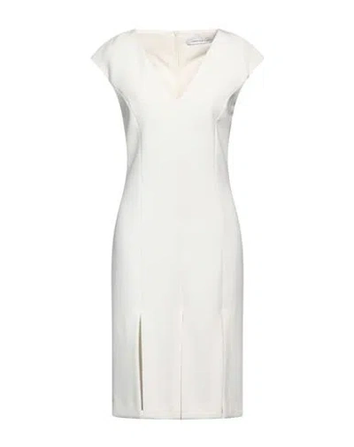 Simona Corsellini Woman Midi Dress Ivory Size 6 Polyester, Viscose, Cotton, Elastane In White