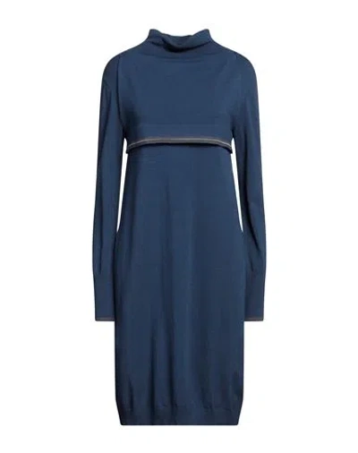 Simona Corsellini Woman Midi Dress Navy Size 00 Viscose, Polyester In Navy Blue