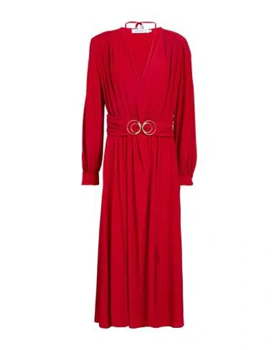 Simona Corsellini Woman Midi Dress Red Size 10 Acetate, Silk
