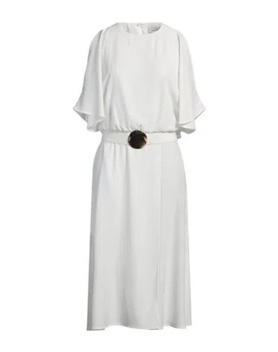 Simona Corsellini Woman Midi Dress White Size 8 Polyester, Elastane