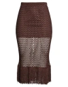 Simona Corsellini Woman Midi Skirt Chocolate Brown Size 6 Viscose, Polyamide, Metallic Fiber In Brown
