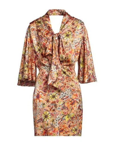 Simona Corsellini Woman Mini Dress Apricot Size 4 Viscose, Elastane In Orange