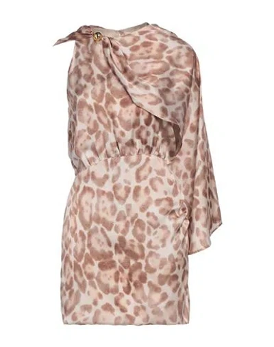 Simona Corsellini Woman Mini Dress Camel Size 12 Polyester In Beige