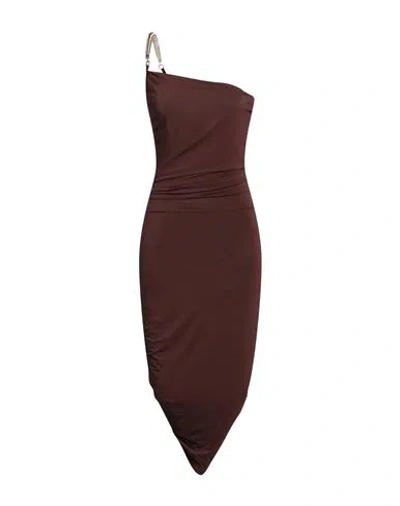 Simona Corsellini Woman Mini Dress Chocolate Brown Size 8 Viscose, Elastane