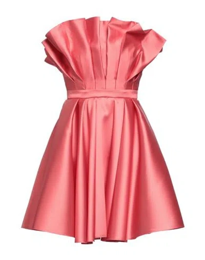Simona Corsellini Woman Mini Dress Coral Size 8 Polyester In Pink