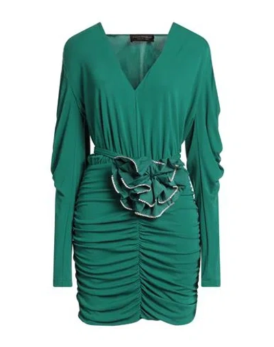 Simona Corsellini Woman Mini Dress Emerald Green Size 10 Viscose, Polyester