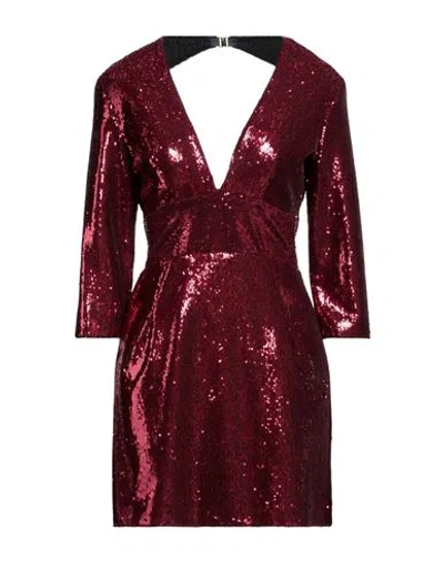 Simona Corsellini Woman Mini Dress Garnet Size 2 Polyester, Polyamide In Red