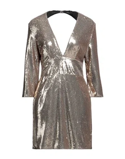 Simona Corsellini Woman Mini Dress Gold Size 6 Polyester, Polyamide