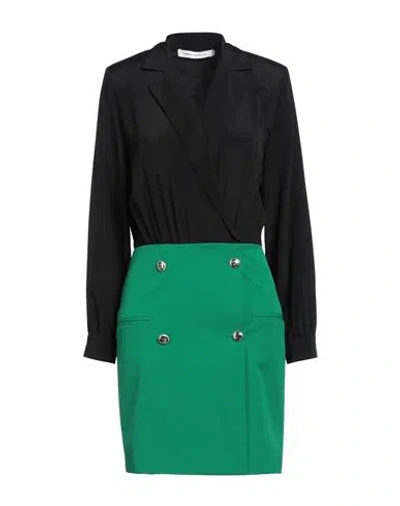 Simona Corsellini Woman Mini Dress Green Size 6 Acetate, Silk, Polyester, Viscose, Elastane